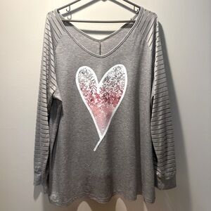 Gray and Pink Heart Women's Top